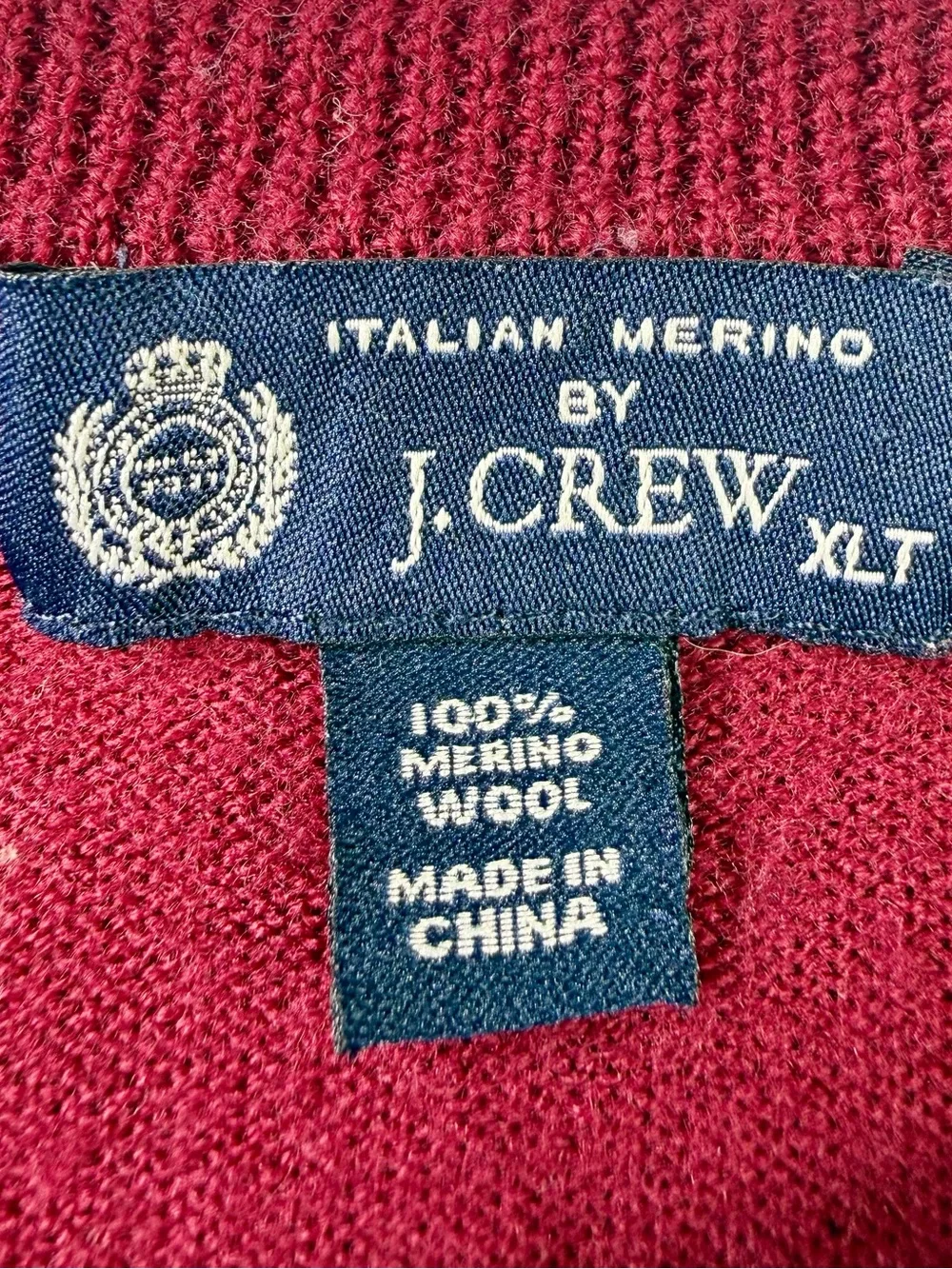 J. Crew 100% Wool Men's Crewneck Sweater in Burgundy Size XL